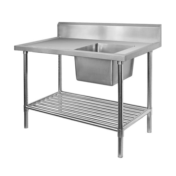 Single Right Sink Bench with Pot Undershelf